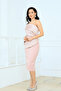 Double Fabric Single Sleeve Pencil Dress - Powder - 6