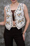 Floral Patterned Buttoned V-Neck Vintage Vest - 4