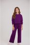 Girl's Cotton Stone Printed Long Sleeve Wide Leg Sweatpants Set - 2