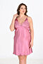Premium Plus Size Satin Lace Embroidered Dusty Rose 2-Piece Nightgown and Robe Set Bigsize - 2