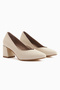 Ferida Genuine Leather Beige Thick Heeled Women's Shoes - 3