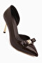 Henny Brown Bow Detailed Thin Heeled Women's Shoes