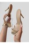 Women's Gold 9cm Transparent Thin Heeled Blunt Square Toe Stiletto Shoes Slippers Gold - 4