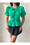 Emerald Green Front-Tie Poplin Shirt |   Gml2699 - Emerald - 4
