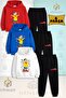 3-Piece Children's Unisex Cailliou Star Patterned Printed Hooded Tracksuit Set