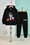 3-Piece Children's Unisex Astronaut Shuttle Printed Hooded Tracksuit Set - 2