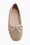Fridah Beige Bow Detailed Blunt Toe Women's Ballerinas - 3