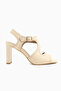 Lucie Genuine Leather Beige Thick Heeled Women's Sandals - 2