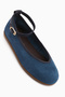 Jenin Genuine Leather Navy Blue Suede Belted Women's Ballerinas