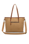 Smart Bags Camel Women's Shoulder Bag Large Size Canvas Fabric with Genuine Leather Detail - 3