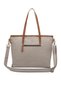 Smart Bags Dark Gray Women's Shoulder Bag Large Size Canvas Fabric with Genuine Leather Detail - 3