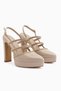 Milea Beige Staple Detailed Women's Platform Heeled Shoes - 3