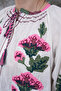 Balloon Sleeve Cross Stitch Embroidered Cotton Shirt - 6