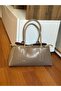 Faux Leather Three-Compartment Women's Hand and Shoulder Bag - 4