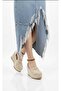 Beige Woven Sandals with Wedge Heels_6322 - 2