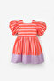 Orange Striped Girls' Poplin Dress - Juno - 5