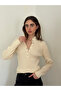 Thin Studded Knitwear Sweater Women's Beige - 3