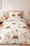Modern Botanical Single Duvet Cover Set 150X220 cm – Natural Minimal Pattern