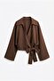 Women's Wrap Collar Lace-Up Tencel Blouse - 2