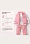 Baby Girl 3-Piece Set 9-24 Months Inflatable Vest 100% Cotton Sweatshirt Velvet Pants - 2