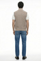 Half Fisherman Zippered Wool Knitwear Vest - Beige - Brown - 3
