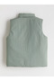 Khaki Stand Collar Boys' Puffer Vest - 3