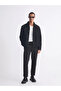 Black Standard Fit Shirt Collar Men's Coat - 4