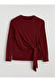 Burgundy Crew Neck Tie Detail Women's Bodysuit