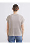 Beige Crew Neck Openwork Women's Knitwear Sweater - 6