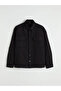Black Loose Fit Men's Gabardine Shirt Jacket - 5