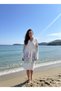 Bamboo Muslin Bathrobe Women's Lavender Patterned Beach Bathrobe Hooded Bohemian Dressing Gown Pareo Dress - 3