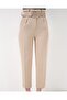 6556 Belted Fabric Trousers - Cream - 6
