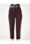 6556 Belted Fabric Trousers - Brown - 6