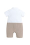 Infant Boys’ Waistcoat, Shirt & Bow Tie Mock Romper 2 Pc Set (Beige) - 5