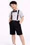 Boys 4 Pc Set Formal Shirt, Shorts, Suspenders & Bow Tie Set - 4