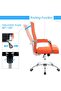 Furmax Ribbed Mid Back Office Chair, PU Leather, Adjustable Swivel - Orange - 7