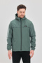 Men's Smoked Green Water and Wind Resistant Hooded Raincoat Windbreaker - 6