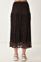 Lined Summer Midi Lace Skirt Lcr0109 Brown - 4