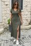 Women's Short Sleeve V-Neck Maxi Length Dress 124 Cm - 3