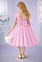 Girl's Candy Pink Skirt with Pearl Detail Wrap Collar Mini Simple Prom & Birthday Dress - 2
