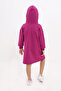 Girl's Printed Oversized Hooded Pocket Long Sleeve Dress - - 4