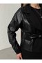 Leather Stone-Embellished Jacket and Long Dress Set - 8