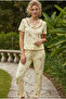 Yellow Floral Patterned Bürümcük-Krınkıl Buttoned Pajama Set26120625 - 2