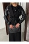 Leather Stone-Embellished Jacket and Long Dress Set