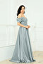 Glittery Crepe Ruched Long Evening Dress with Straps - Mint Green - 8