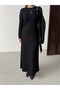 Leather Stone-Embellished Jacket and Long Dress Set - 5