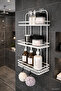 Lifetime Stainless Adhesive Flat Bathroom Organizer Shampoo Holder Shower Shelf White with 2 Washcloth Hooks - 4