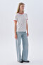 Women's White Ribbed Crew Neck T-Shirt - 3
