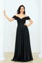 Glittery Crepe Ruched Long Evening Dress with Straps - Black