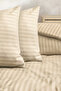 Double Cotton - Satin 210 Tc (83 Thread) Striped Duvet Cover Set Beige - 4